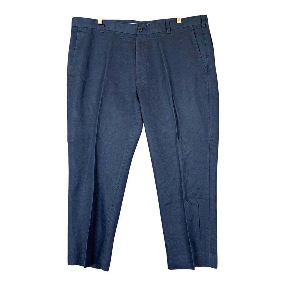 Brooks Brothers Clark Men Navy Blue Baird McNutt Irish Linen Dress Pants 40x24.5